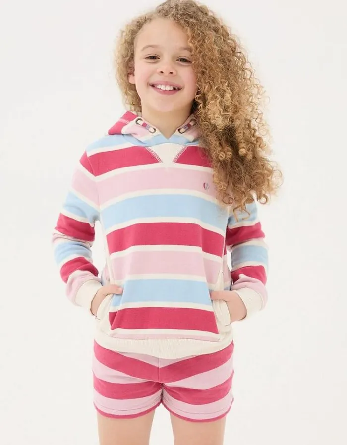 Kids FatFace Sweatshirts and Hoodies Stripe Popover Hoodie Multi
