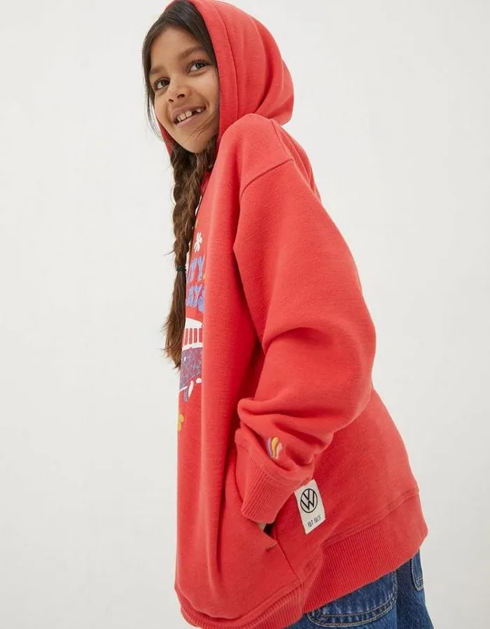 Kids FatFace Sweatshirts and Hoodies VW Popover Sweatshirt Bright Red