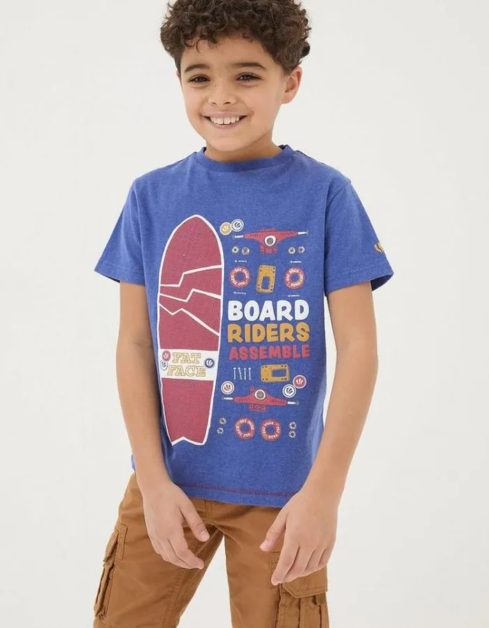 Kids FatFace TShirts and Polos Board Riders Graphic T Shirt Cobalt Blue