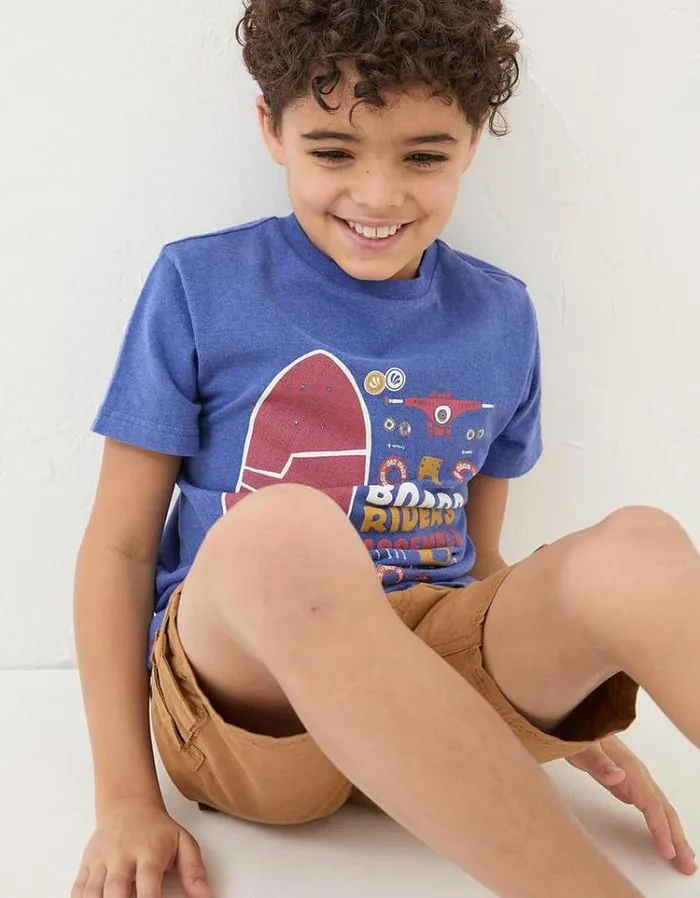 Kids FatFace TShirts and Polos Board Riders Graphic T Shirt Cobalt Blue