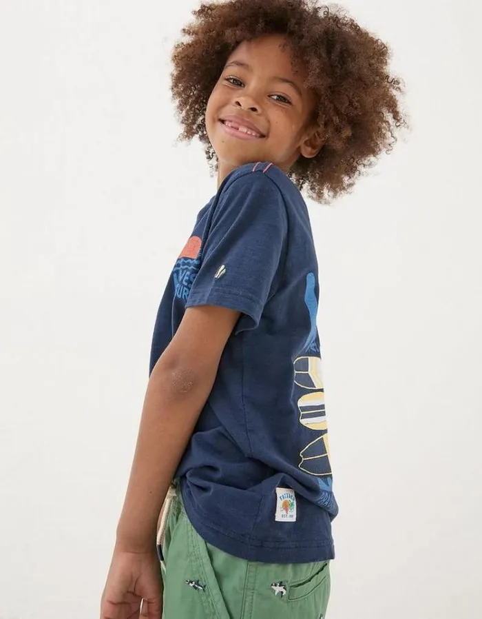 Kids FatFace TShirts and Polos Waves Jersey Graphic Tee Navy