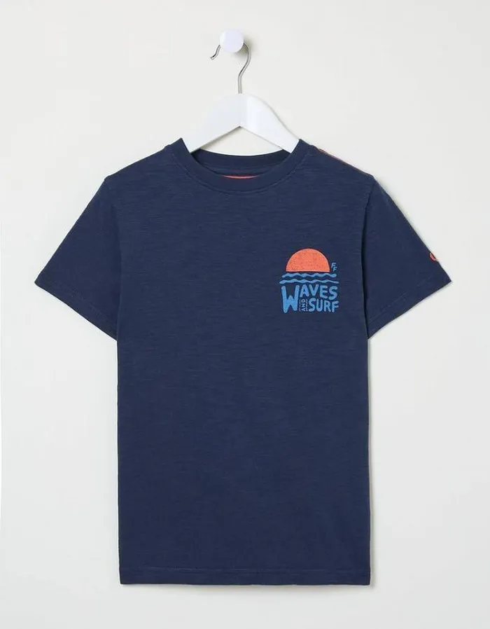 Kids FatFace TShirts and Polos Waves Jersey Graphic Tee Navy
