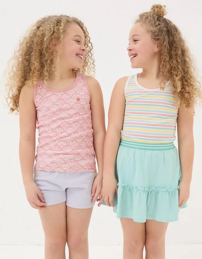 Kids FatFace Tops and TShirts 3 Pack Rib Vests Light Pink