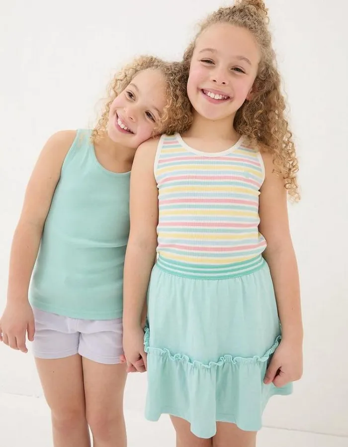 Kids FatFace Tops and TShirts 3 Pack Rib Vests Light Pink