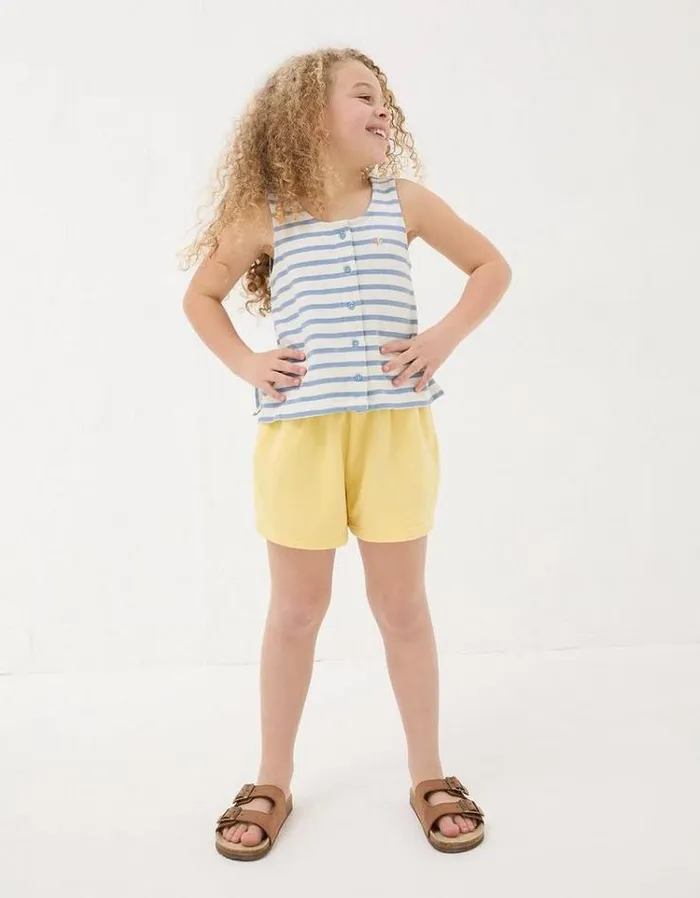 Kids FatFace Tops and TShirts Stripe Vest Top Natural White