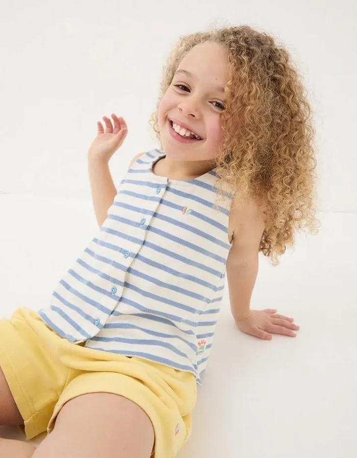 Kids FatFace Tops and TShirts Stripe Vest Top Natural White
