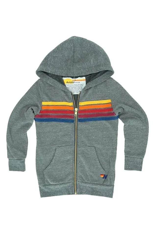 Kids Kids Collection Aviator Nation KID039S 5 STRIPE HOODIE 8211 HEATHER GREY