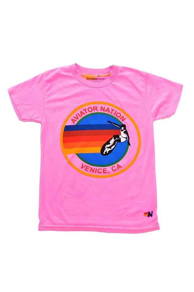 Kids Kids Collection Aviator Nation KID039S AVIATOR NATION TEE 8211 NEON PINK