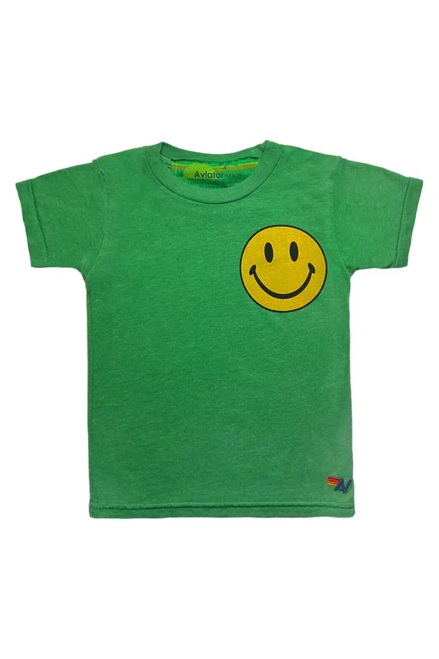 Kids Kids Collection Aviator Nation KID039S SMILEY 2 TEE 8211 KELLY GREEN