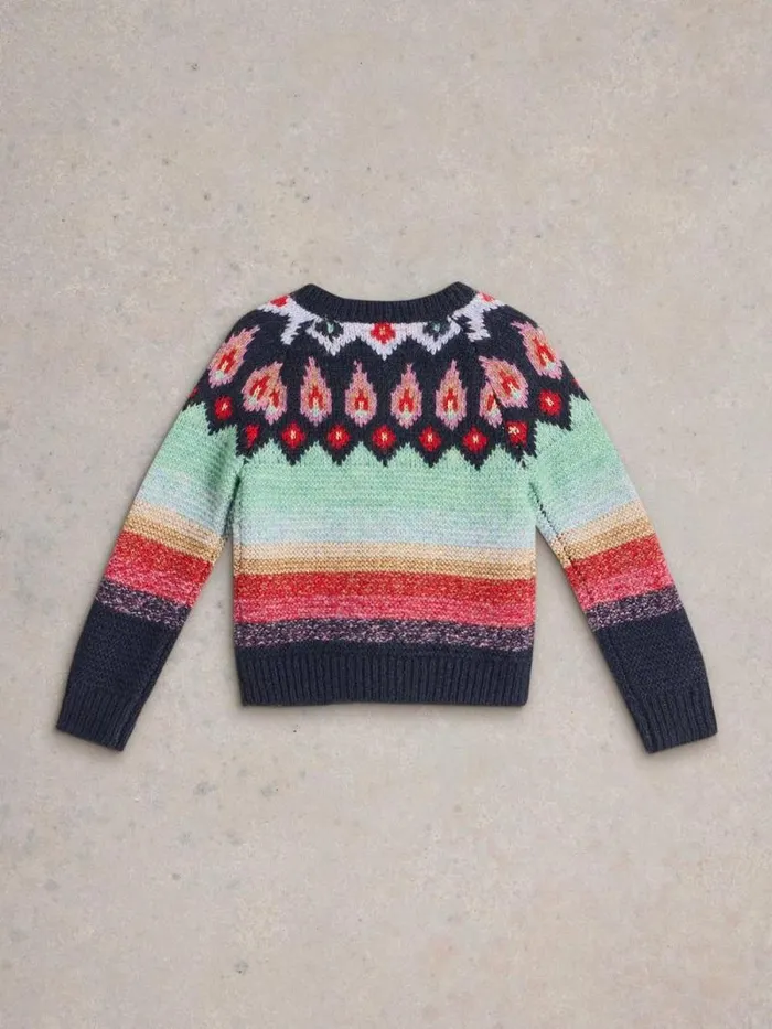Kids Kids Glitter Fairisle Cardigan Navy Multi White Stuff Knitwear Kids Kids Glitter Fairisle Cardigan Navy Multi White Stuff Knitwear