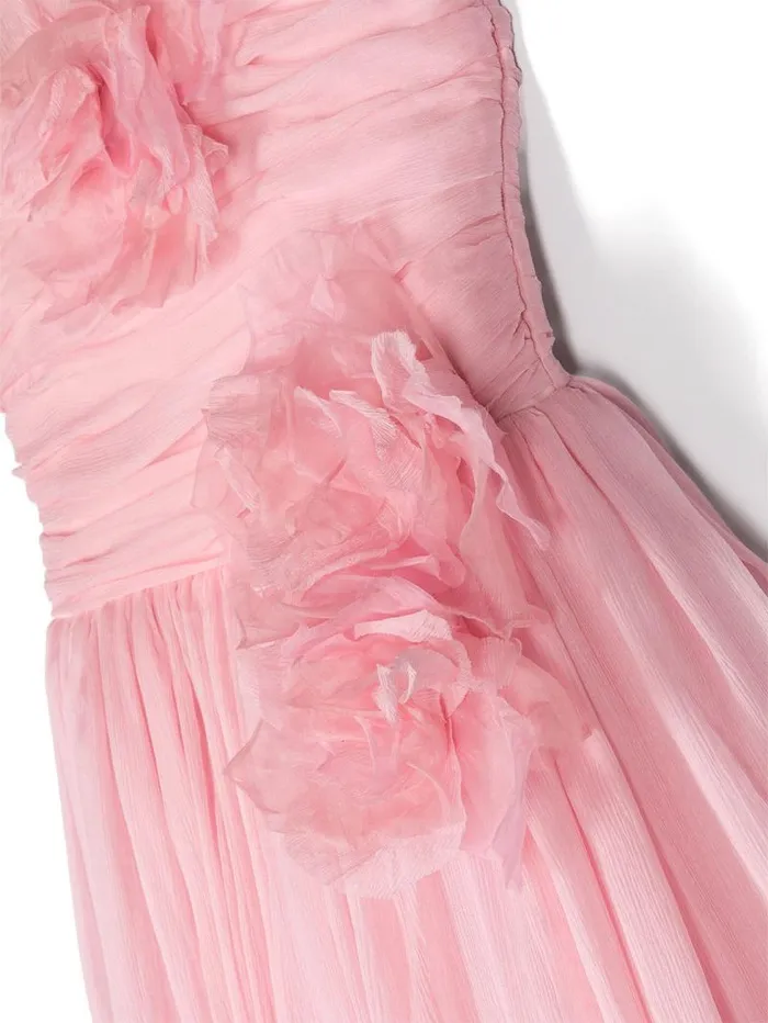 Kids Marchesa Gowns FlowerEmbellished Crepe Gown Pink