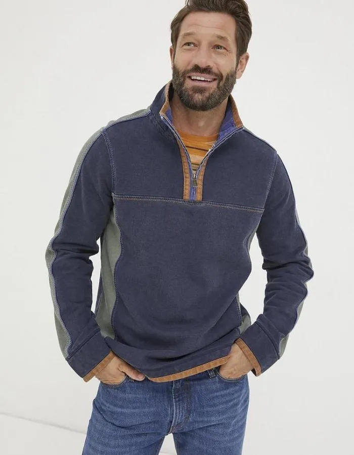 KidsMen FatFace Mini Me Outfits Airlie Panel Contrast Sweatshirt Navy