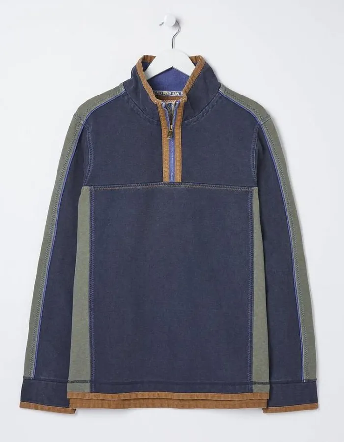 KidsMen FatFace Mini Me Outfits Airlie Panel Contrast Sweatshirt Navy