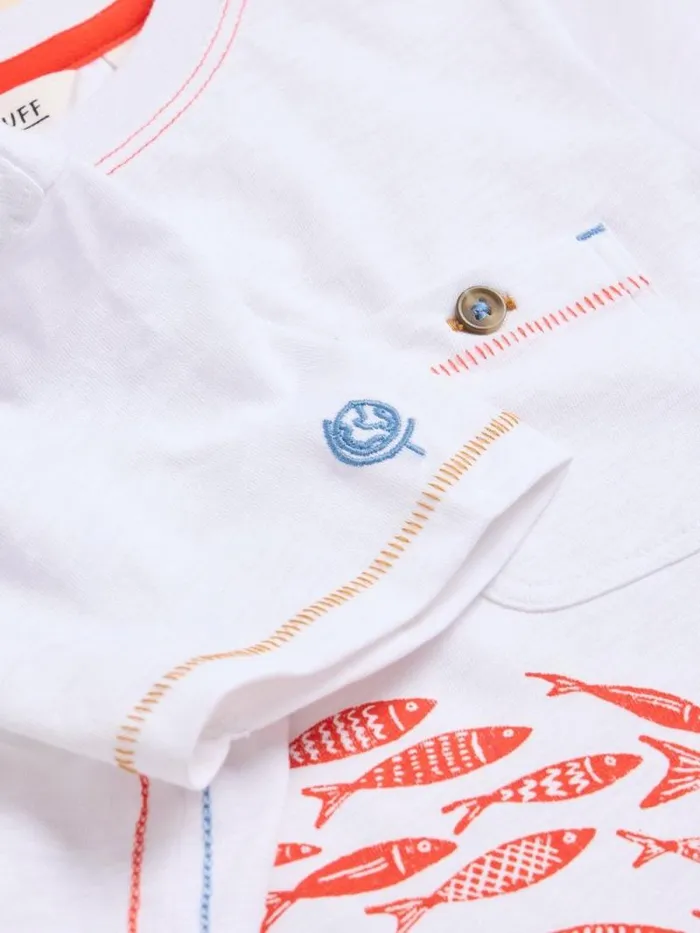 Kids Shoal Fish SS Graphic Tee Ivory Print White Stuff Tops