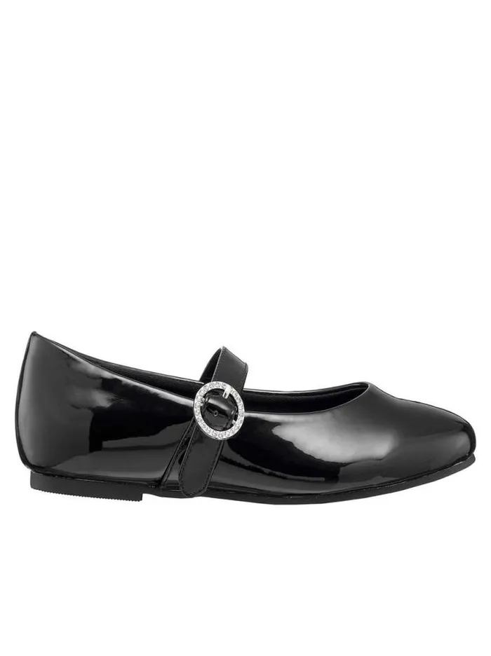 Kids Shoes Jessica Simpson Toddler Amy Jeweled Buckle Ballet Flat In Black