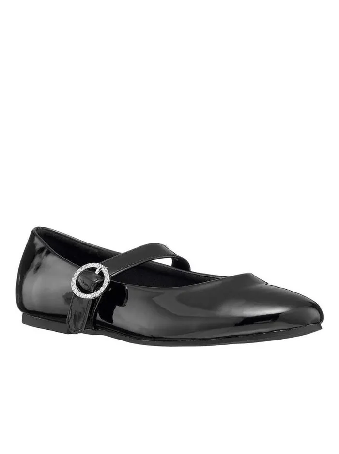 Kids Shoes Jessica Simpson Toddler Amy Jeweled Buckle Ballet Flat In Black