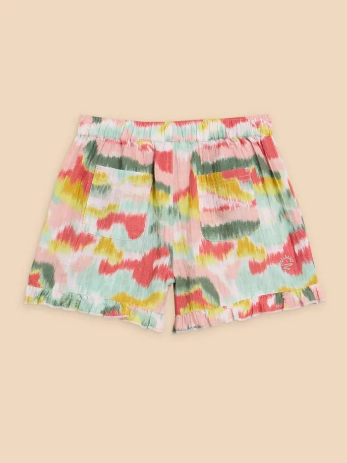 Kids Tie Dye Printed Frill Short Pink Multi White Stuff Trousers