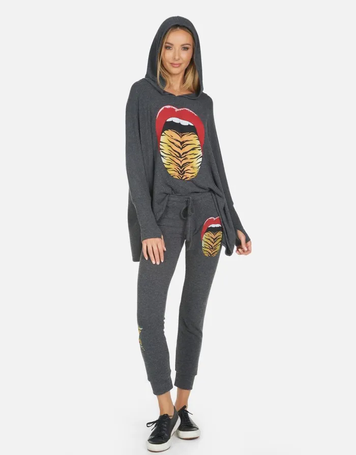 Kizzy Tiger Tongue Heather Black Women039s Lauren Moshi Long Sweatpants