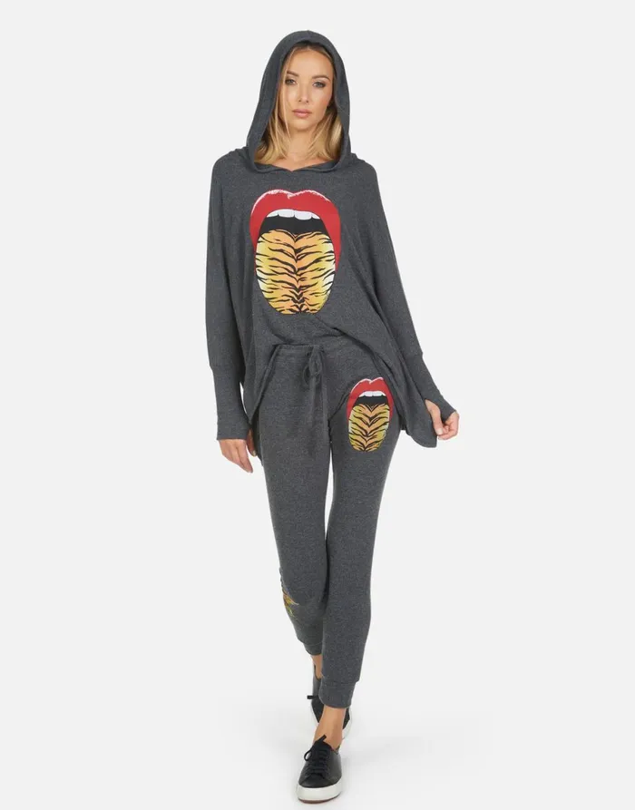 Kizzy Tiger Tongue Heather Black Women039s Lauren Moshi Long Sweatpants