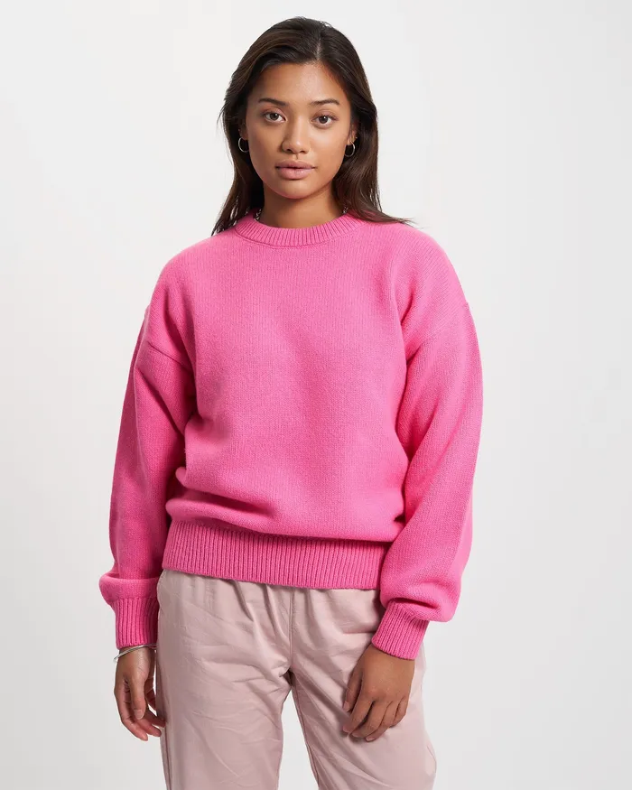 Knit Sweaters Colorfulstandard Women Oversized Merino Wool Crew 8211 Magenta Blaze