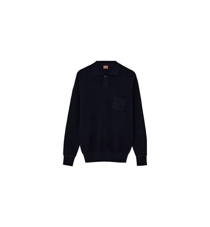 Knits MMGMilner LS Polo Knit Navy 8211 MOS MOSH Men