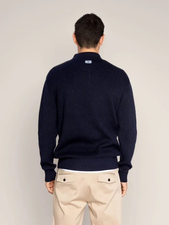 Knits MMGMilner LS Polo Knit Navy 8211 MOS MOSH Men