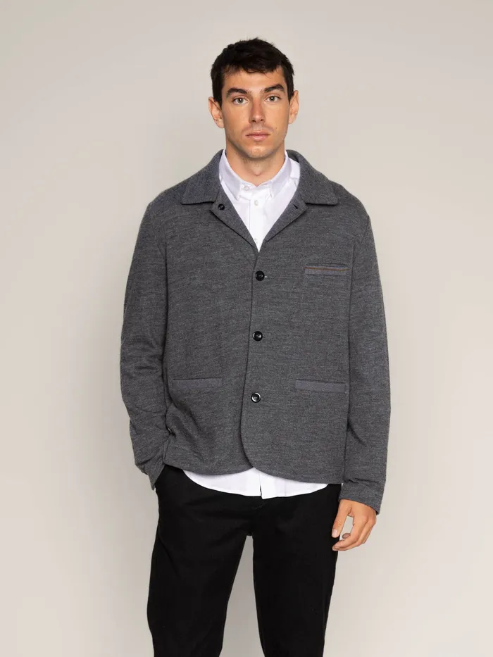 Knits MOS MOSH Men MMGJenson Knit Jacket Charcoal Melange Knits MOS MOSH Men MMGJenson Knit Jacket Charcoal Melange