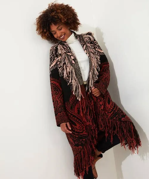 Knitwear and Cardigans Joebrowns Apparel Winter Nights Fringed Cardigan Black