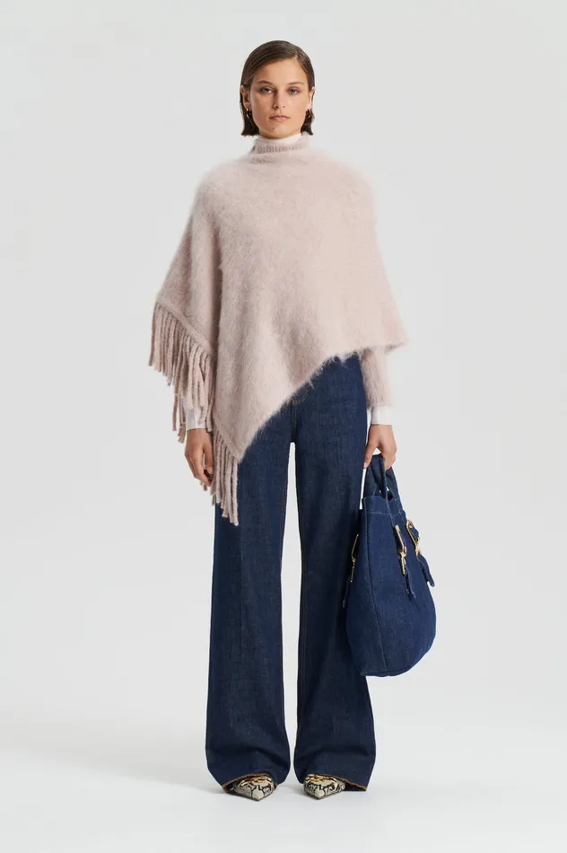 Knitwear BRUSHED FRINGED CAPE MINK 8211 Scanlan Theodore Women