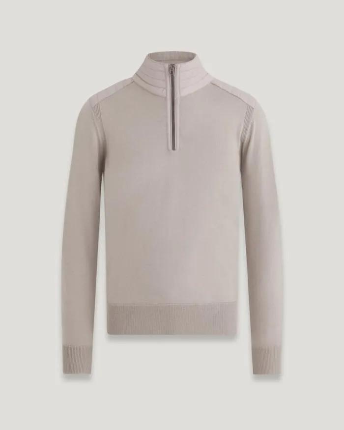 Knitwear Men Belstaff Kilmington Quarter Zip Jumper Chrome Grey