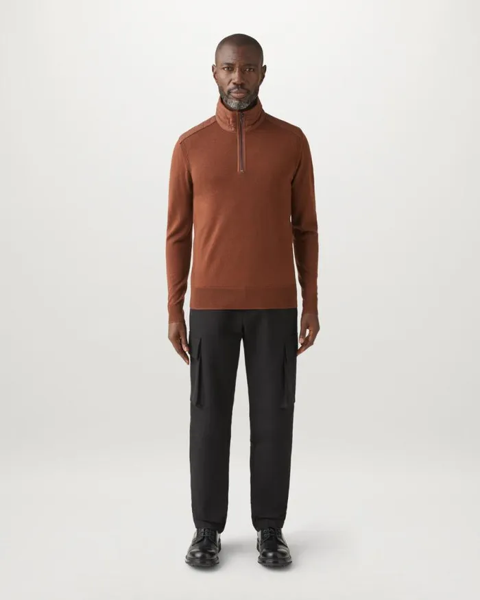 Knitwear Men Belstaff Kilmington Quarter Zip Jumper Deep Copper Knitwear Men Belstaff Kilmington Quarter Zip Jumper Deep Copper