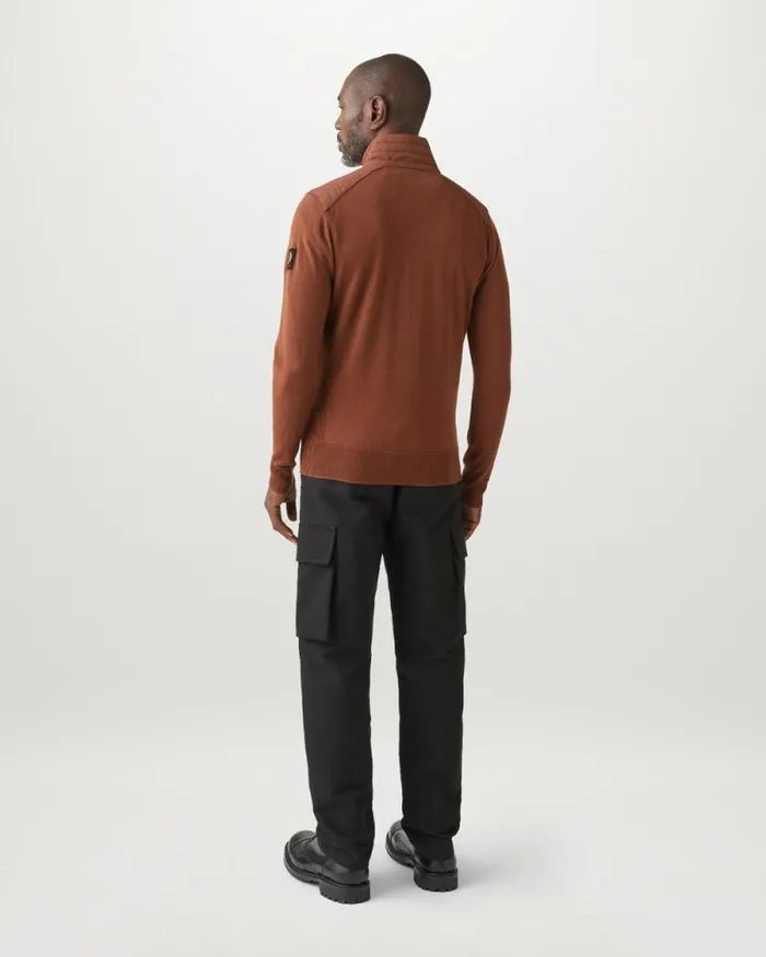Knitwear Men Belstaff Kilmington Quarter Zip Jumper Deep Copper Knitwear Men Belstaff Kilmington Quarter Zip Jumper Deep Copper