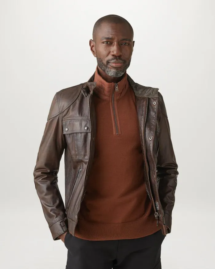 Knitwear Men Belstaff Kilmington Quarter Zip Jumper Deep Copper Knitwear Men Belstaff Kilmington Quarter Zip Jumper Deep Copper