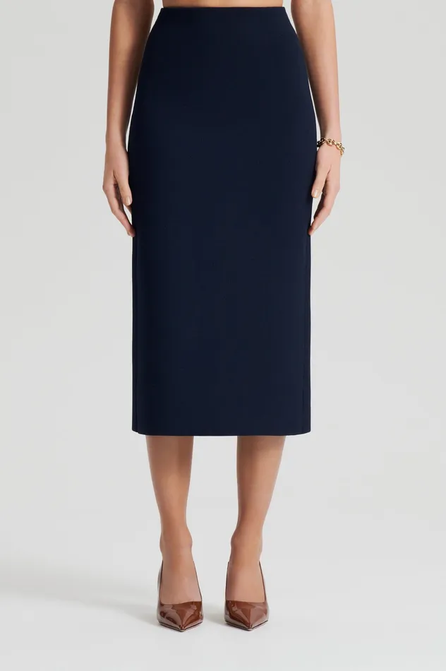 Knitwear Women Scanlan Theodore CREPE KNIT PENCIL SKIRT MIDI NAVY