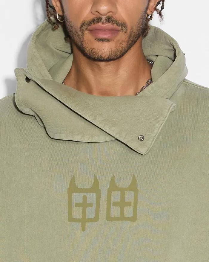 Ksubi Devil Trip Hoodie Khaki Mens Hoodies and Sweatshirts