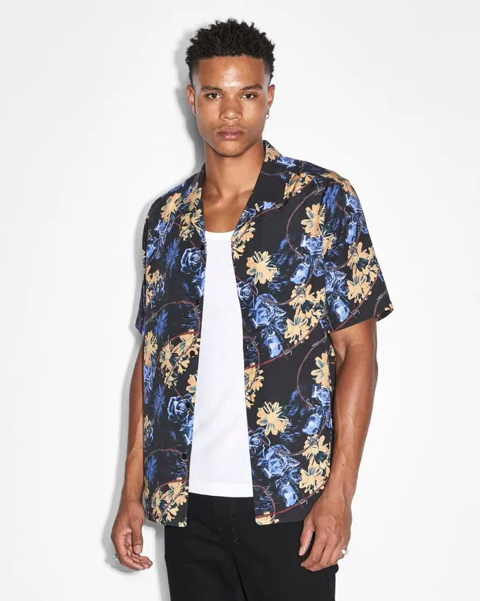 Ksubi Hyperflower Resort Ss Shirt Black Mens Shirts