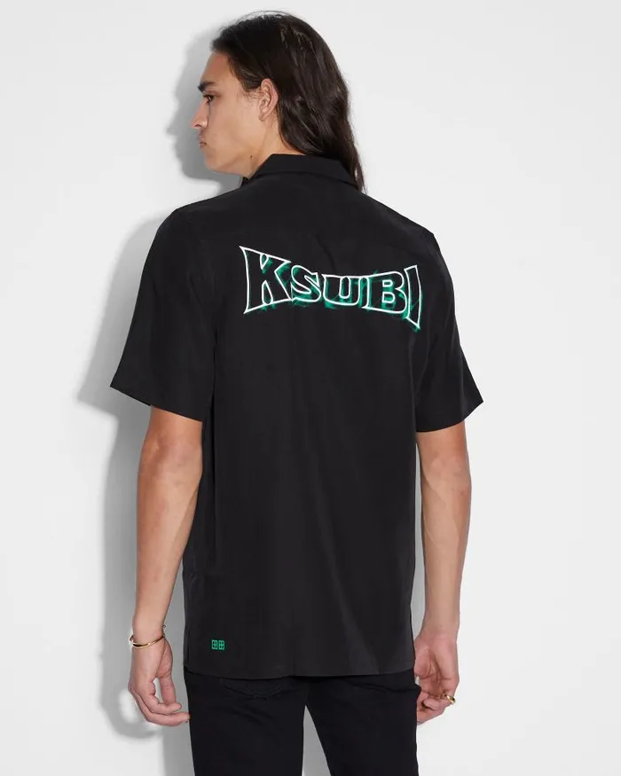 Ksubi Neon Resort Ss Shirt Black Mens Shirts