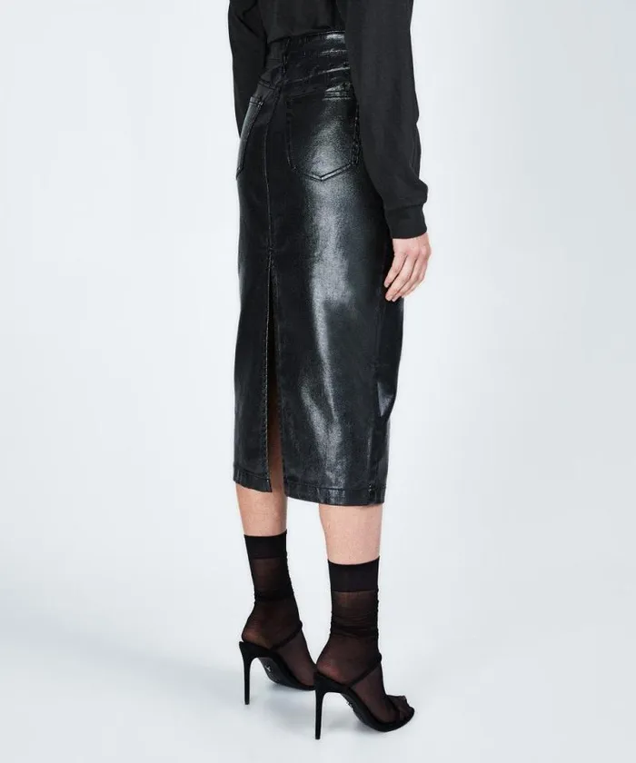 Ksubi Split Midi Skirt Metal Womens Denim Skirts