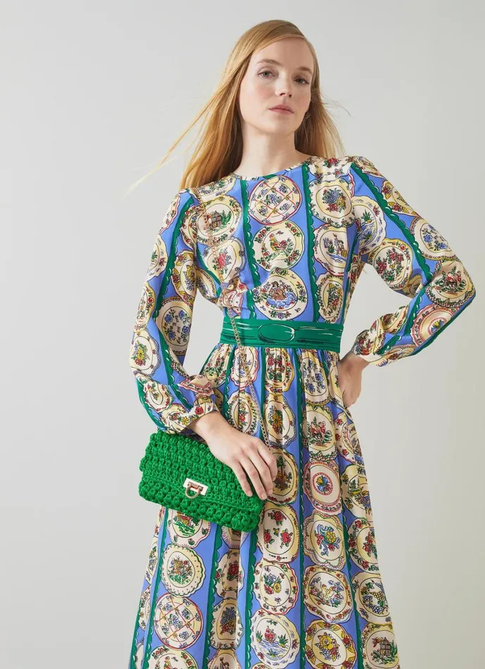 LKBennett Clutch Bags Women Essie Green Woven Fabric Clutch LKBennett Clutch Bags Women Essie Green Woven Fabric Clutch
