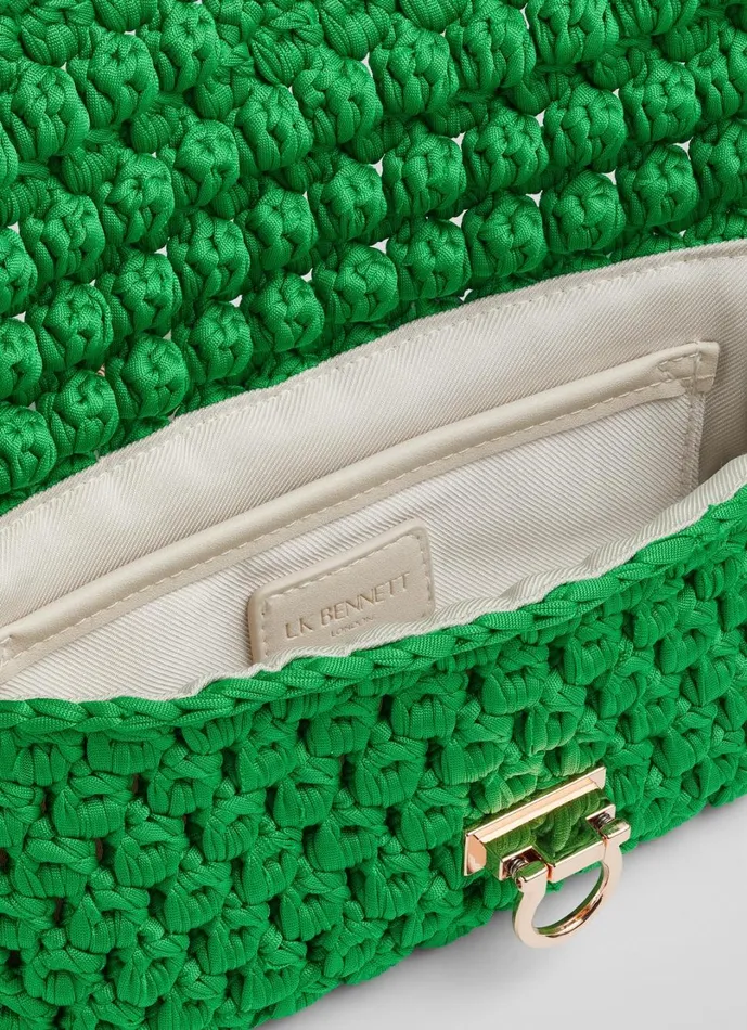 LKBennett Clutch Bags Women Essie Green Woven Fabric Clutch LKBennett Clutch Bags Women Essie Green Woven Fabric Clutch