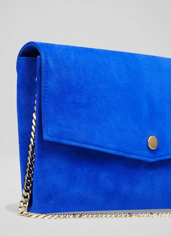 LKBennett Clutch Bags Women Layla Blue Suede Envelope Clutch