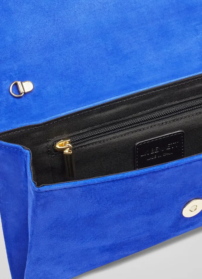 LKBennett Clutch Bags Women Layla Blue Suede Envelope Clutch