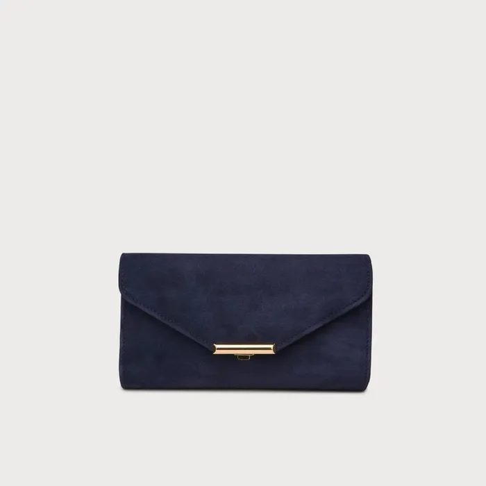 LKBennett Clutch Bags Women Lucy Navy Suede Envelope Clutch