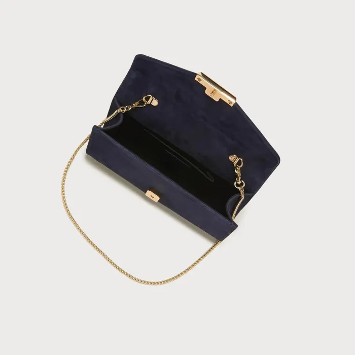 LKBennett Clutch Bags Women Lucy Navy Suede Envelope Clutch