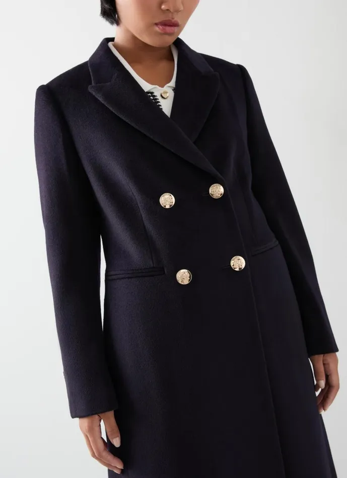 LKBennett Coats and Jackets Women Mariner Petite Navy Wool Coat LKBennett Coats and Jackets Women Mariner Petite Navy Wool Coat