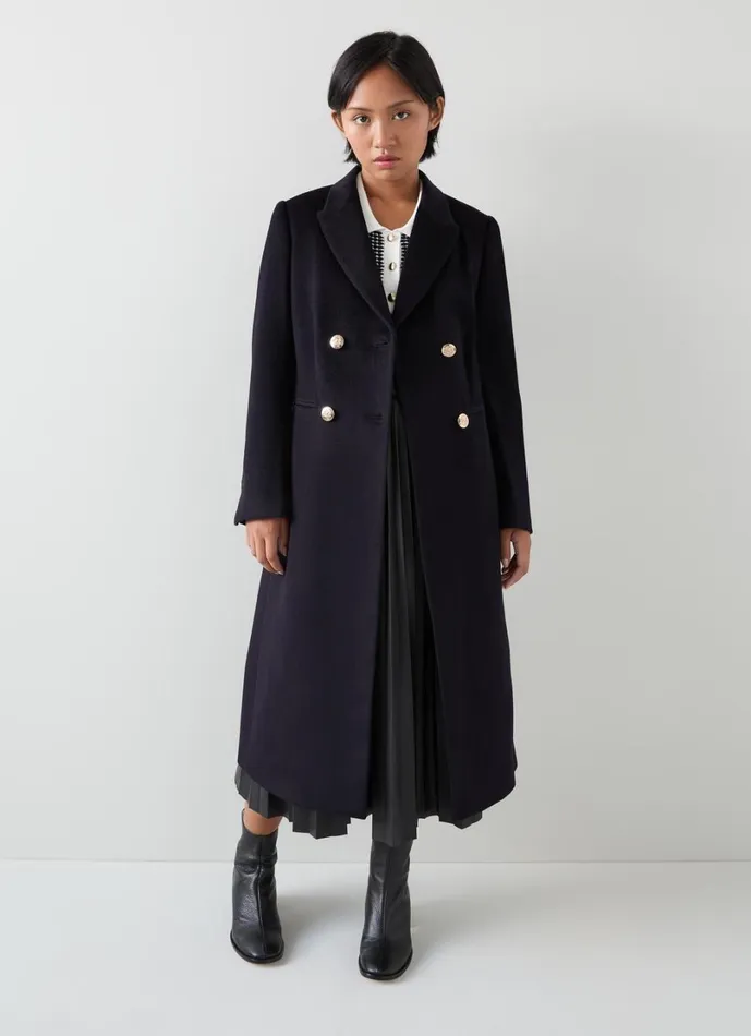 LKBennett Coats and Jackets Women Mariner Petite Navy Wool Coat LKBennett Coats and Jackets Women Mariner Petite Navy Wool Coat