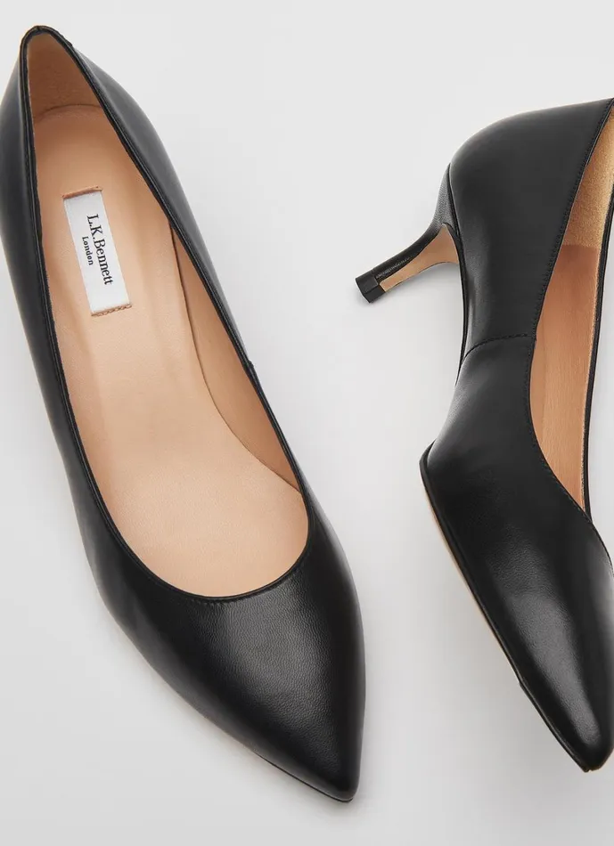 LKBennett Court Shoes Women Audrey Black Leather Kitten Heel Courts LKBennett Court Shoes Women Audrey Black Leather Kitten Heel Courts