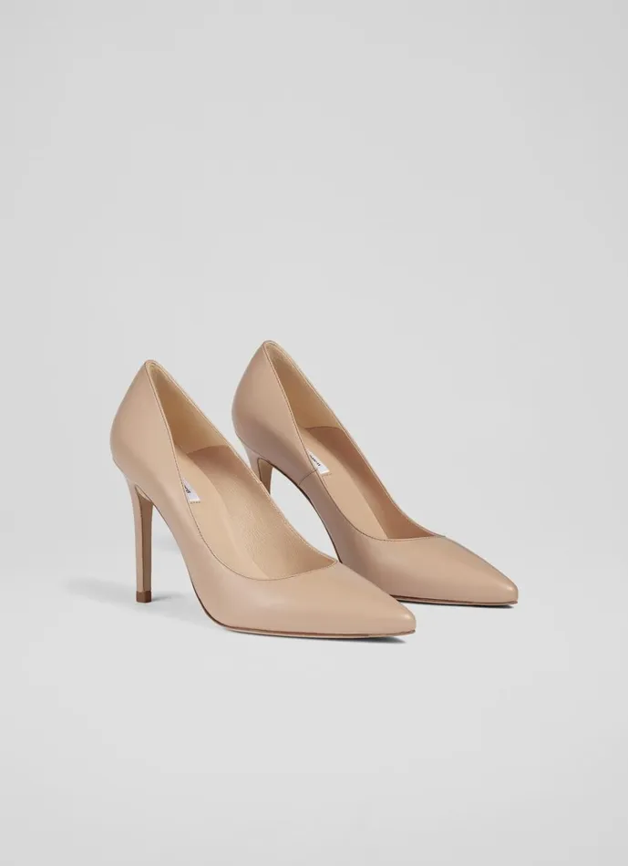 LKBennett Court Shoes Women Fern Beige Leather Pointed Toe Courts