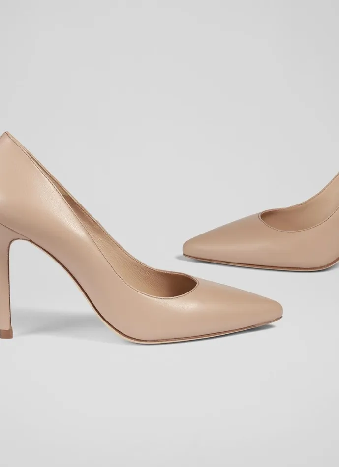 LKBennett Court Shoes Women Fern Beige Leather Pointed Toe Courts