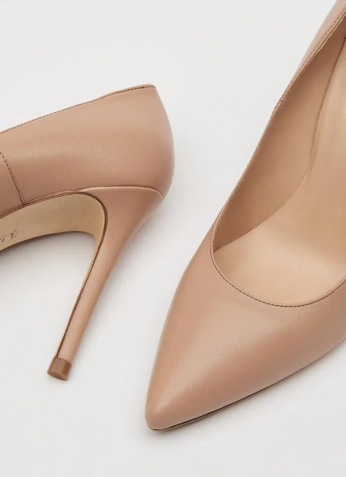 LKBennett Court Shoes Women Fern Beige Leather Pointed Toe Courts